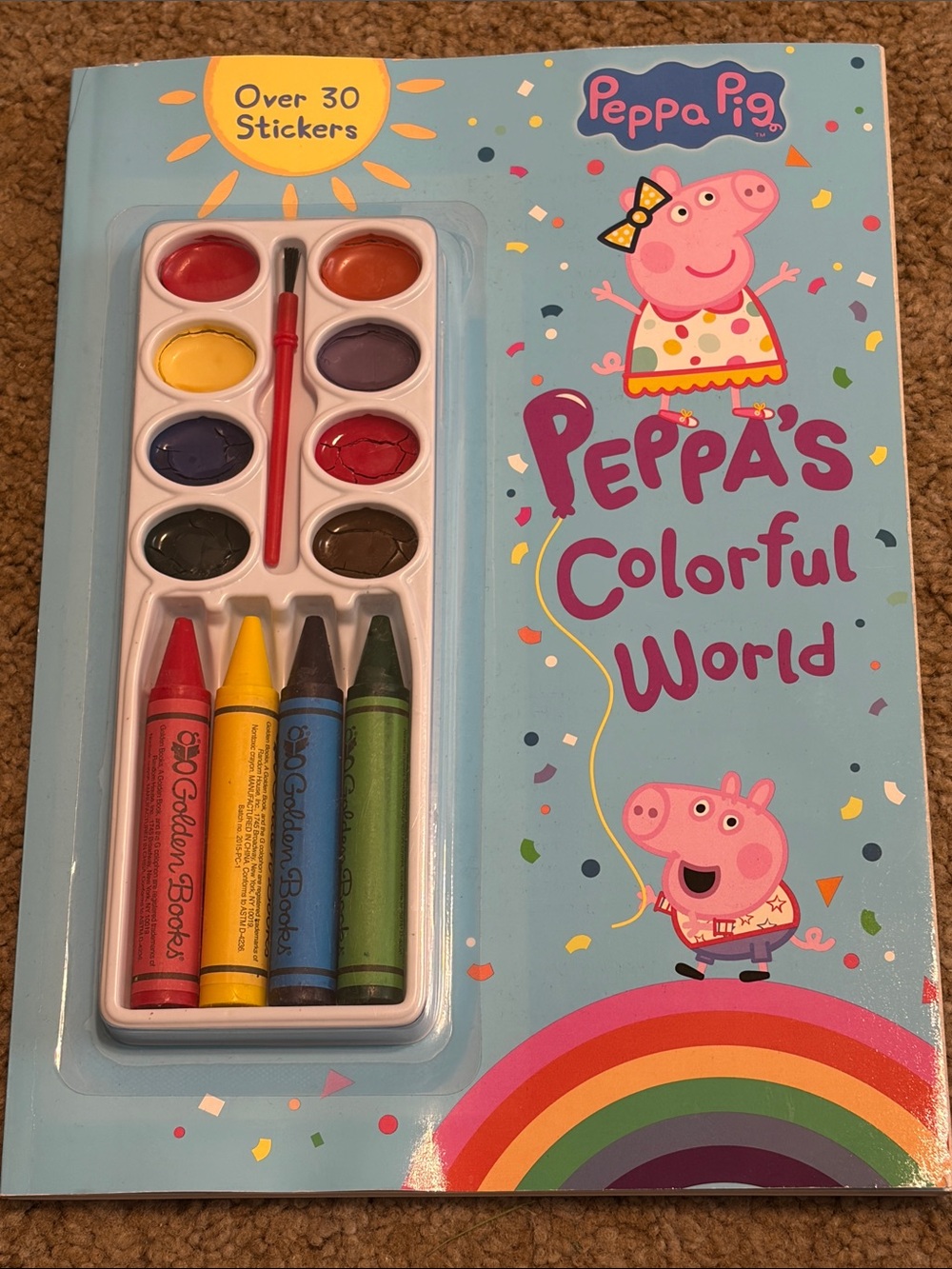 Never Used-Peppa Pig Colorful Art Set with Red, Yellow, Blue & Green Crayons